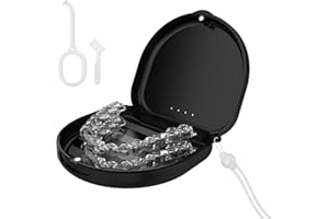 TYSORETY Zahnspangendose Zahnschiene Box Mit Silikon-Handgelenkband und Belüftungslöchern, Retainer Case mit Entnahmewerkzeugen& Bürste (Schwarz)