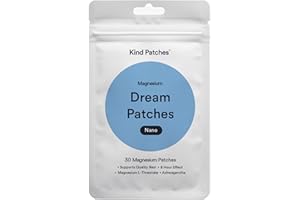 Kind Patches | Dream Patches™ Magnesium | Supports Quality Sleep, Calmer Mind, Stress & Anxiety | Plant-Based Botanical Blend with Magnesium, Passionflower, Ashwagandha & L-theanine | 30 Vegan Patches