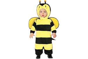 FIESTAS GUIRCA Mono de Abejita Infantil - Mono de Abeja a Rayas Negras y Amarillas con Capucha y Alas - Disfraz de Niña o Niño