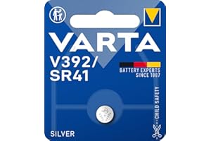 VARTA Piles Bouton V392/SR41 oxyde d'argent, lot de 1, Silver Coin, 1,55V, emballage sécurisé pour les enfants, pour montres, clés de voiture, télécommandes, Made in Germany