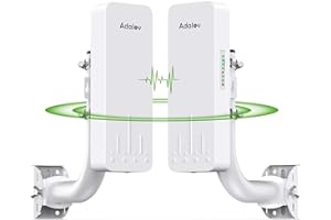 Adalov Pont WiFi 5.8G, Pont sans Fil Extérieur Point-à-Point 3KM, Antenne 14dBi, PoE Inclus, Fixation Murale/Poteau, PtP/PtMP, Longue Portée, Lot de 2 (CPE660)