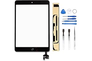 LL TRADER Kit de Remplacement d'écran pour iPad Mini 1 & 2 Écran Tactile Numériseur Panneau Avant Vitre Réparation de lentille (Inclus Puce IC) avec Outils et Adhésif Noir
