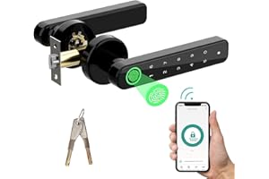 AILRINNI Smart Lock-Fingerprint Door Lock with Handle, Keyless Entry Door Knob with APP/Digital Code/Keys/Fingerprint, Electronic Keypad Deadbolt Lock for Home Hotel Bedroom Security, Auto Lock