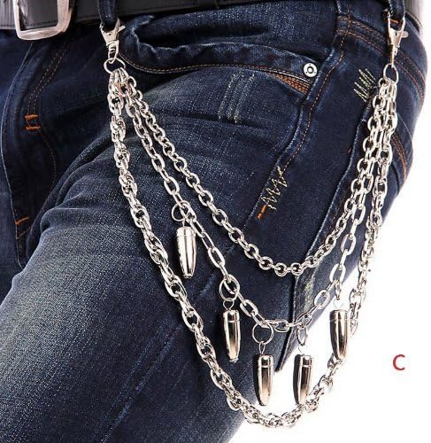 Hip Hop Mens Trousers Wallet Key Chain Bullet Pants Rock Jeans Gothic Punk by Generic