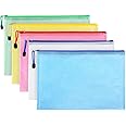 Zip File Folders, Pyhot 10pcs A4 Size Mesh Document File Bags Storage Pouch with Zipper for Cosmetics Offices Supplies Travel Accessories, 5 Colors