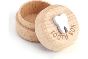 MODLOAN Baby Tooth Keepsake Fairy Box,3D Engraved Wooden Tooth Fairy Box for Boys Girls Kids Childre Collect Lost Teeth Souvenir Tooth Box