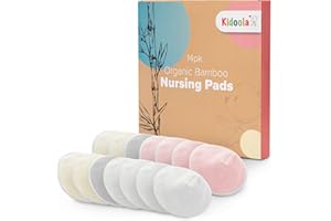 Kidoola Organic Bamboo Nursing Pads, Pack of 14 Reusable Washable Nursing Breast Pads, Ultra-Absorbent Breastfeeding Nipple Pad with 3 Layers Protection, Extra Leak Proof Nursing Essentials