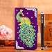 Produktbild Locaa(TM) For SONY Xperia Z5 Compact Z5mini Z5compact 3D Bling Pfau Case + Griffel + Anti Dust plug Deluxe Luxus Perlen Diamant niedlich Schöne Retro Card Holder Wallet Protection Hülle - [Pfau Serie] Lila Holster - Skyblue Pfau
