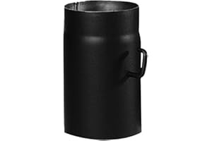 Kamino-Flam Ø 130 mm Stove Pipe with Throttle, approx. 250 mm Straight Length Flue Pipe with Damper, Steel Stove Pipe Extension with Throttle Flap, Heat Resistant Senotherm Coating, Black