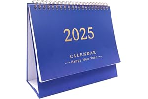 JANFEEL Desk Calendar of 2024-2025 Year,Standing Flip Desktop Calendar with Memo Pages and Monthly Goals From Sep.2024 to Dec.2025 7.52 * 6.5 In,16 Months Calendar for Home Office School-Blue Color