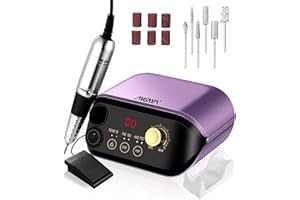 ANGNYA Professional Nail Drill Machine 35000RPM Electric Nail File Kits for Acrylic Nails,for Manicure Gel Remove, Electric Nail Drill with Nail Drill Bits and Sanding Bands