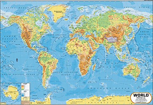 Buy World Physical Map 140 X 100 Cm Laminated Big Online At