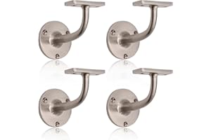 EAI Satin Nickel Handrail Brackets for Stair Bannister Handrail Wood and Steel Handrail - Pack of 4