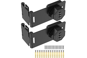 MeBantoo 90 Degree Cabinet Combination Door Lock Latch, Zinc Alloy Password Rotary Hasp Lock, Keyless Folding Latches for Office File Cabinet, Drawers, Cupboard, Small Doors, Locker (2, Black)