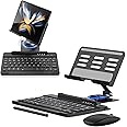 Voppton for Samsung Galaxy Z Fold 5 4 3 Stand and Keyboard Mouse, Portable Detachable Bluetooth Keyboard, Foldable Adjustable Tablet Stand Holder for Desk, with Wireless Mouse and Pen