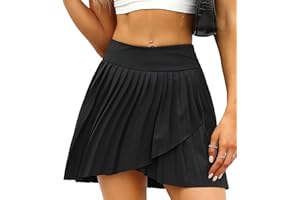 TZLDN Women's Pleated Skater Skirt with Pockets - Athletic Mini Skorts with Shorts for Workout Golf Tennis School Lingerie Role Play Femboy