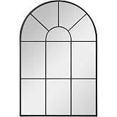 HOMCOM Decorative Wall Mirror Window Type 60x91cm Black | Metal Window Mirror, Living Room Bedroom Entrance, Modern Style