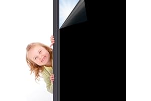 VSUDO Blackout Window Film Privacy - Black Frosted Privacy Film for Glass Windows, Window Blackout Material Film, Black Out Window Cover for Living Room and Office (30x200 cm)