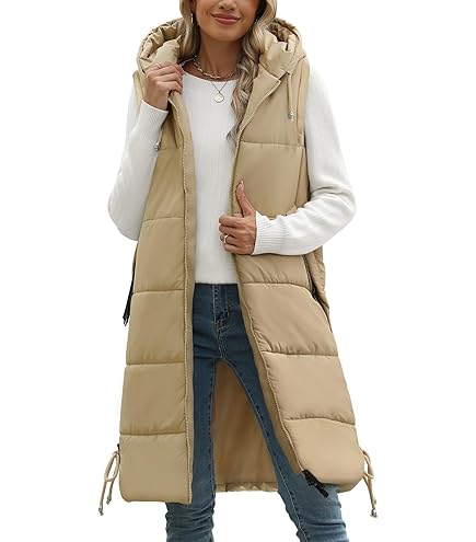 Damen Steppweste Lang Mit Kapuze - Daunenweste Winter Warm Gr. S-5XL