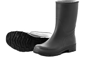 Scheibler Gummistiefel Herren Halbhoch - Arbeits-Stiefel Herren wasserdicht - Regenstiefel mit rutschfester Sohle - Rain Boots Men aus PVC - Gummi-Stiefeletten Herren schmale Passform (schwarz/oliv)