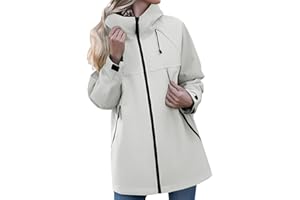LANUNLLY Chubasquero Mujer Impermeable Largo Viaje Talla Grande Moda Chaqueta Cortavientos Running Montaña Ciclismo Moto Ligero Abrigo de Lluvia con Cremallera Gabardina para al Aire Libre Acampada Trekking