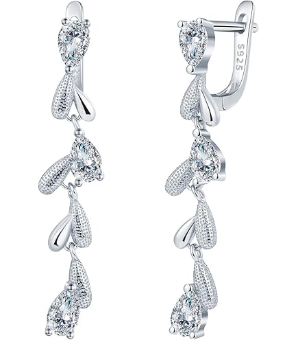 LOKILOKI Orecchini Pendenti Lunghi Verde Cristallo A Goccia - Con Ago In Argento 925, Lusso Vintage Per Donna