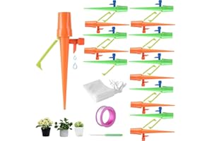 ROSNONG Self Watering System for Plants with Adjustable Water Flow Speed,Automatic plant watering devices with 15 Pieces plant watering spikes and 15 Filter Packs & a Roll of Leak Proof Tap