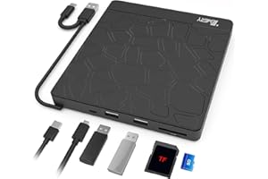 ‎ZACRO Temery Externe CD DVD Laufwerk mit USB 3.0 Type-C - Für Mac/Laptop/Win 7/8/10/11/XP/Linux/Vista3, DVD/CD Brenner mit 5 Anschlüssen (2 USB, Micro USB, SD, TF), Ultradünne CD RW/VCD-RW Brenner Player