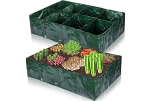 HARDINOX Rectangular Raised Beds Garden Plant Flower Grow Bag,Garden Grow Bed Large Vegetable Planting Bag,Plastic Grow Bags for Herbs,Thickened Divider Gardening Planting Container (8 Grid)