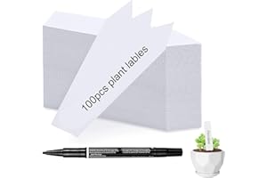 Uhat Pack 100 Plant Labels White Plastic Waterproof Garden Tags Markers for Nursery Gardening Plant Name Tag Accessories with Gel Pen