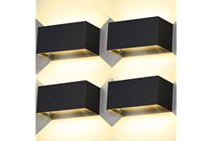 Kingwei 4 Piezas Aplique Pared interior/exterior 20W 3000K Apliques pared LED Ángulo Ajustable 2000LM Lampara de pared Impermeable IP65