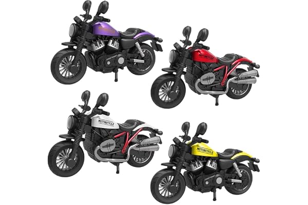 Lot de 4 mini modèles de moto en alliage Cadeau de fête d'anniversaire pour enfants et jeunes filles