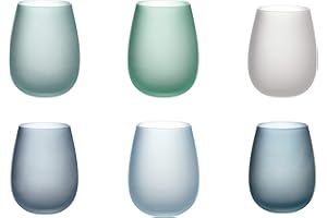 Villa d'Este Home Tivoli Shades of Blue - Juego de 6 vasos de agua de cristal de 500 ml