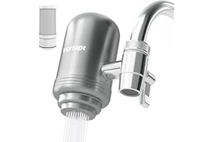 Vortopt Filtro Rubinetto in Acciaio Inossidabile, 400 Galloni , Depuratore Acqua , Rimuove Sabbia, Piombo, Cloro e Cattivo Gusto, T2 (1 Filtro Incluso)