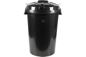 Cofan Cubo de basura negro | Tapa y asas metálicas | Capacidad: 100 litros | Material: polipropileno | Resistente y fácil de limpiar