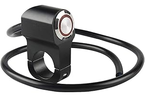 Larcele Motociclo Manubrio Faro Interruttore a Pulsante con Indicatore Luminoso Rosso 12V 22mm,Angel Eye SBKG-04 (Nero Copertina)