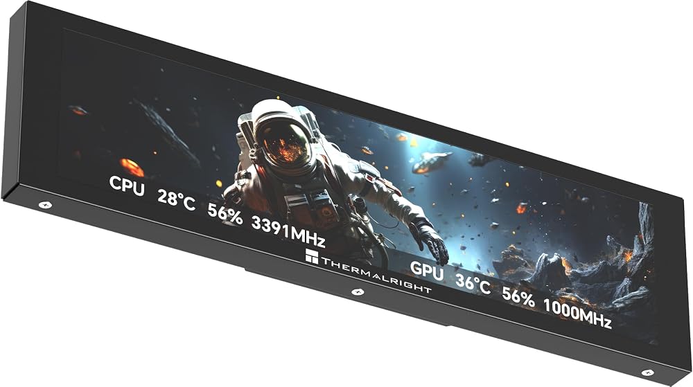 Thermalright Trofeo Vision LCD AIO PC Bilgisayar Monitörü 9,25 inç, oyun/soğutma PC kasası için ön ayarlı temalar ile donatılmış, donanımın gerçek zamanlı izlenmesi için USB Tip C görüntüleme