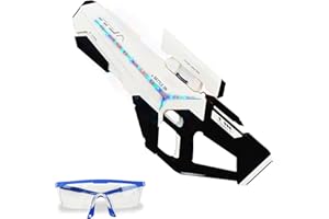 Joellfuner Wasserpistole Elektrisch, Wasserspritzpistole Große Reichweite mit Bunte Licht, Manuell-Automatik Wasserpistole, Automatik Wasseraufnahme, Schutzbrille, für Kinder und Erwachsene (Weiß)