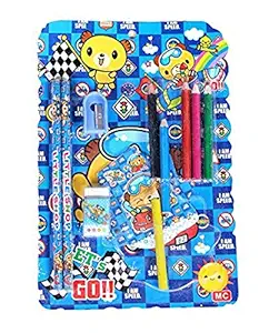 Modstyle School Stationery Kit for Kids (Pencil, Sharpener, Rubber, Color Pencil,Diary) 885 (Blue, Pack of 1)