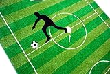 Kinderteppich Spielteppich Kinderzimmer Teppich Fußball Teppich in Grün Hellgrün Schwarz Weiss Größe 160×230 cm - 3