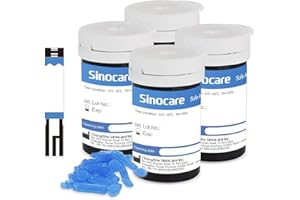 Sinocare Tiras Glucosa Medidor de Glucosa en Sangre Tiras de Prueba, 100 x Tiras Reactivas sin Código, Solo para Safe AQ Angel