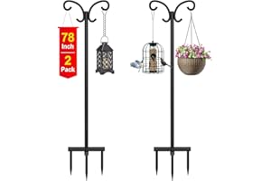 Bomclap Schäferhaken für den Außenbereich, 2 Stück 78in/198cm Verstellbar Schäferstab Laternenstab Hirtenhaken für Laterne Pflanzenkörbe Solarleuchte Lichtern, Hochzeiten, Schwarz