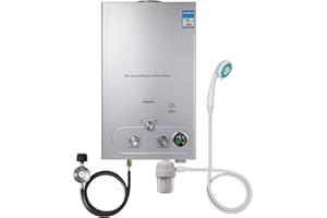 ZHIMAI LPG-Propan-Gas-Durchlauferhitzer 8L, 16KW Gas-Warmwasserbereiter mit Duschkopf, tankloser Propan-Warmwasserbereiter für zu Hause, für Camping, Pferdedusche