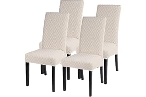 JuneJour Dining Chair Covers Set of 4 Stretch Removable Washable Kitchen Chair Slipcovers Elastic Spandex Fabric Chair Seat Protector Covers for Dining Room Living Room Hotel Ceremony