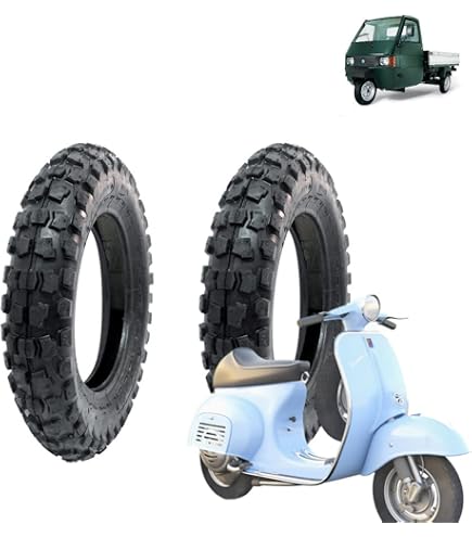 Juego De 3 Neumáticos 100/90-10 Y 3 Cámaras De Aire Para Piaggio Ape, Minicross Y Scooter, 6PR Reforzado