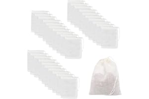 DCJWQ Muslin Bags, 30 Pcs Reusable Tea Bags, 100% Cotton Muslin Drawstring Bag 10 * 8cm for Cooking, Reusable Mesh Bag Tea Coffee Filter Spices Storage, Spice