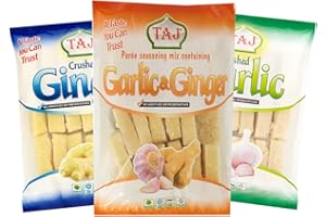 VEENAS Taj Crushed Combo Frozen | Crushed Ginger and Garlic 400G | Crushed Ginger 400G | Crushed Garlic 400G | 100% Fresh | Indian Origin