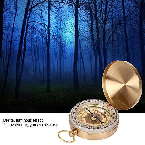 AcTopp Kompass Wasserdichter Messing Taschenuhr Taschenkompass Spielzeug Klassischer Marschkompass mit Leuchtziffern für Camping Wandern Outdoor Navigation - 5