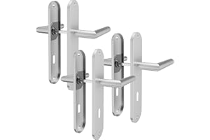 AwmnSrman Türgriffe Innentüren Türklinke Türbeschlag Drückergarnitur Zimmertür Garnitur 72MM-BB-Buntbart Set 3er-Set Moderne Edelstahl 6 Türklinken & 6 Langschilder