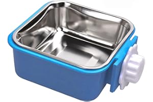 SEPTILLAR Pet Hanging Bowl for Crates, 2 in 1 Small Dog Bowl Puppy Bowl Removable Stainless Rabbit Bowl Cat Feeder Food Water Bowls for Puppy Cat Bird Rabbit Hamster Guinea Pig Ferret Small Animals (Blue)